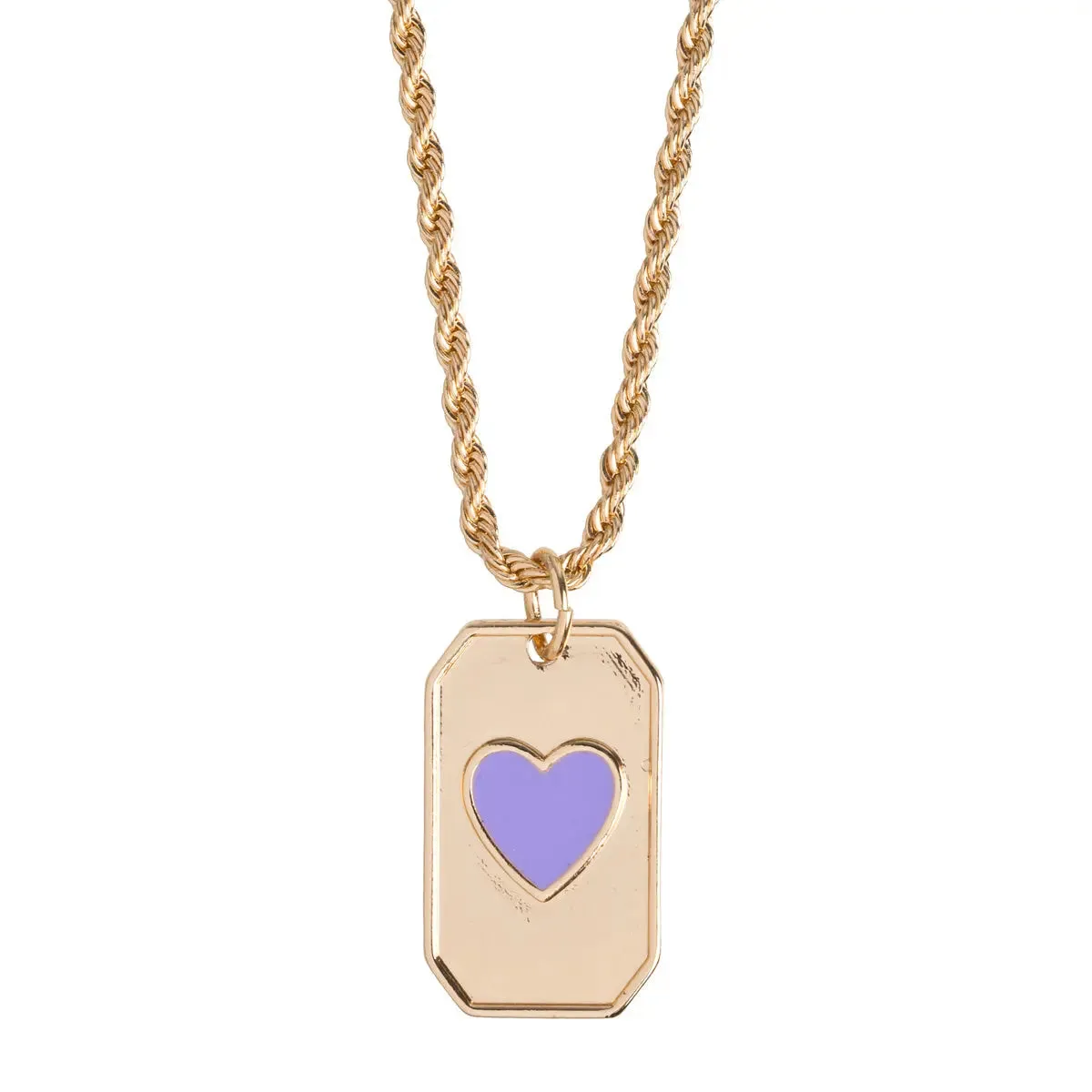 Enamel Heart Plate Necklace