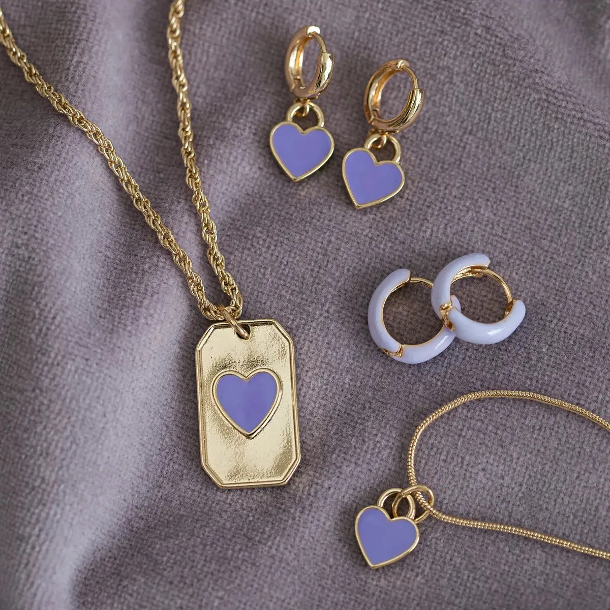 Enamel Heart Plate Necklace