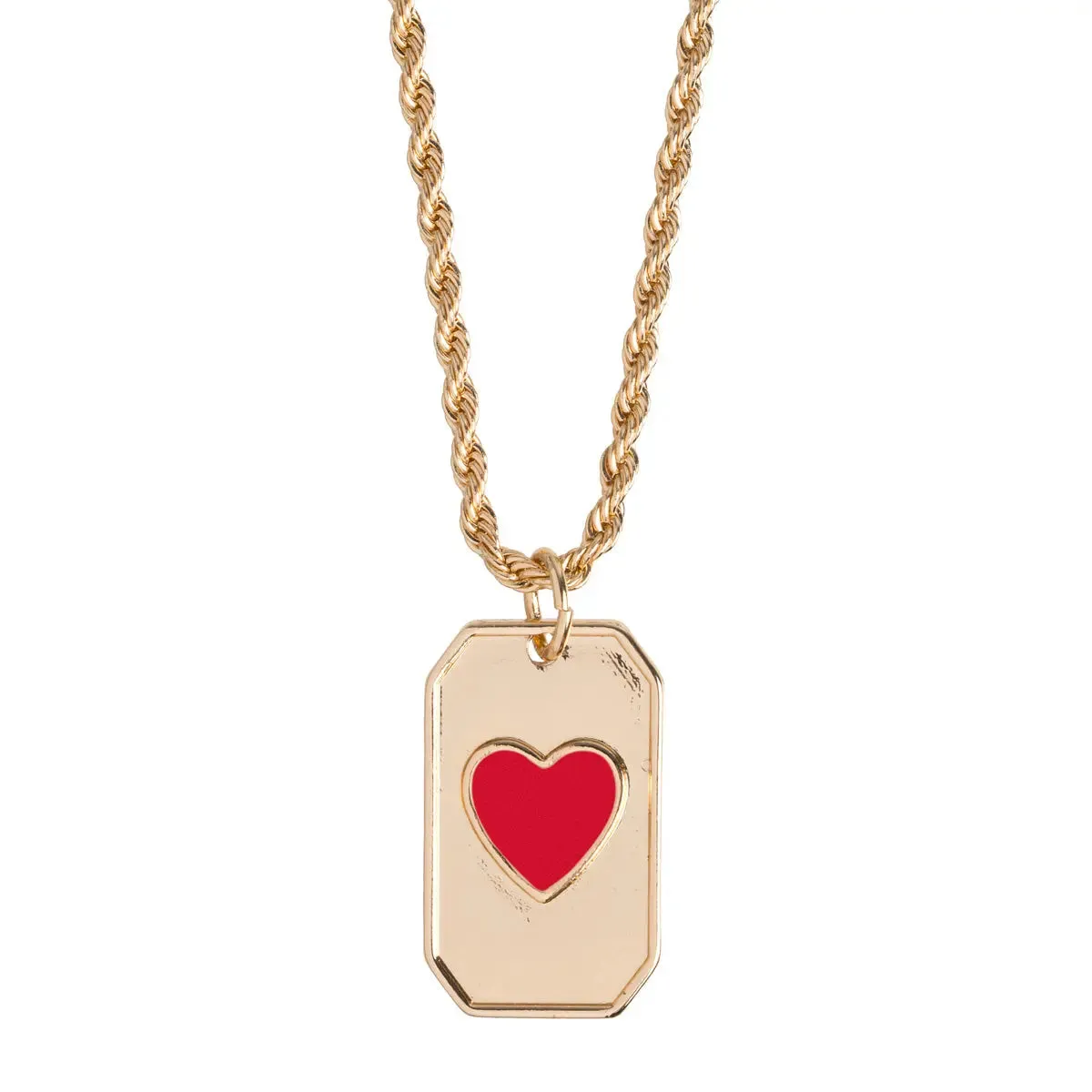Enamel Heart Plate Necklace