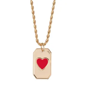 Enamel Heart Plate Necklace