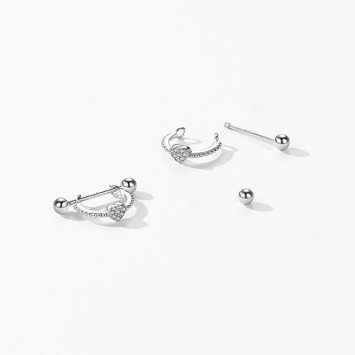 Exquisite S925 Pure Silver Micro Inlaid Heart-shaped Zircon Earrings for Women