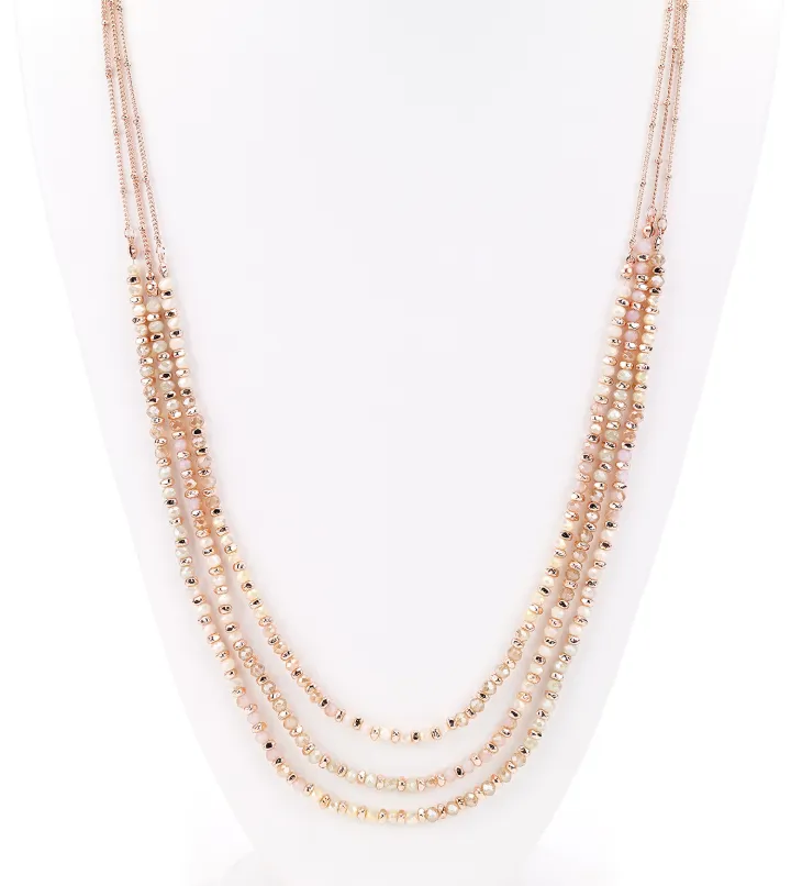 Faceted Beads Layered Long Necklace