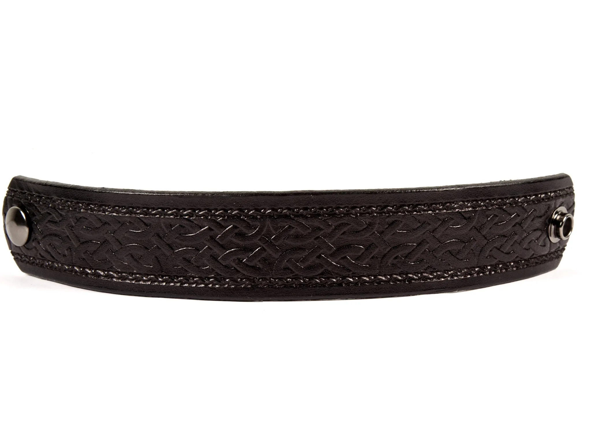 Framed Celtic Interlace Leather Wristband