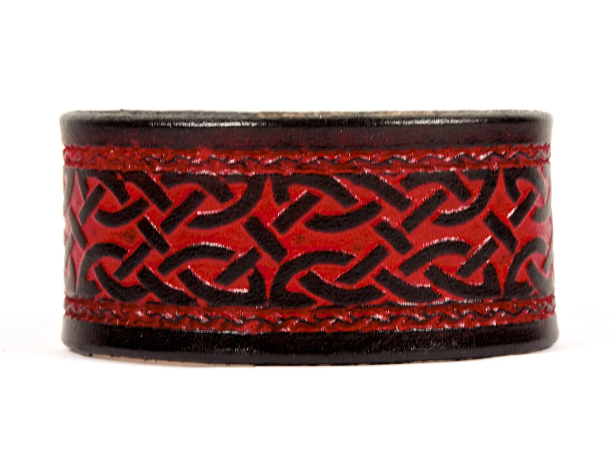Framed Celtic Interlace Leather Wristband