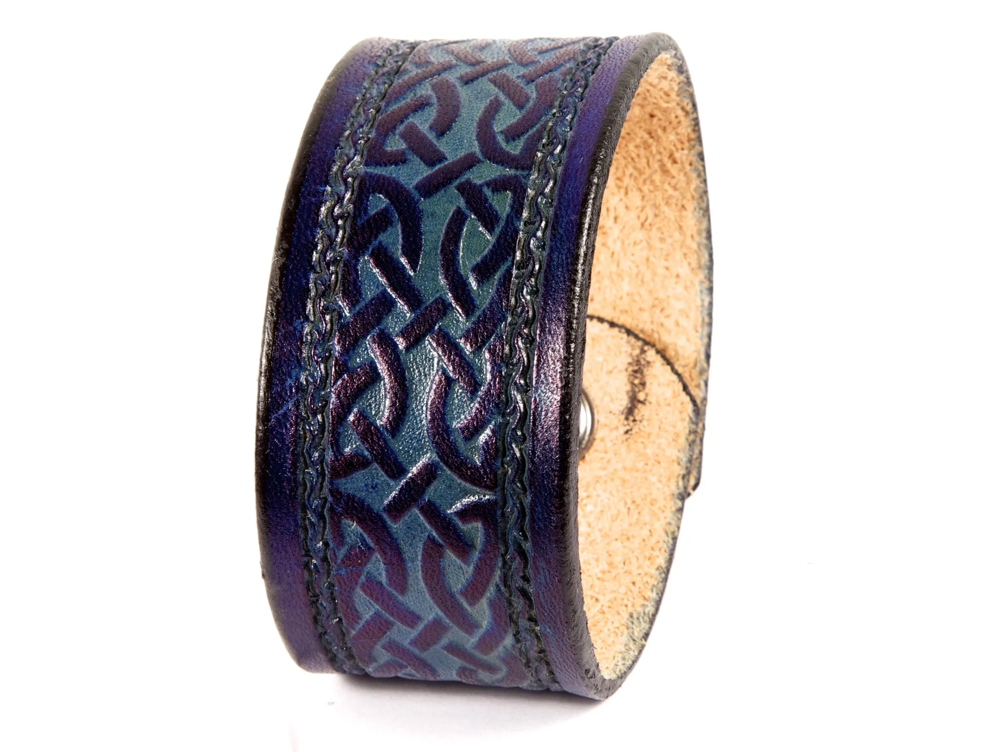 Framed Celtic Interlace Leather Wristband