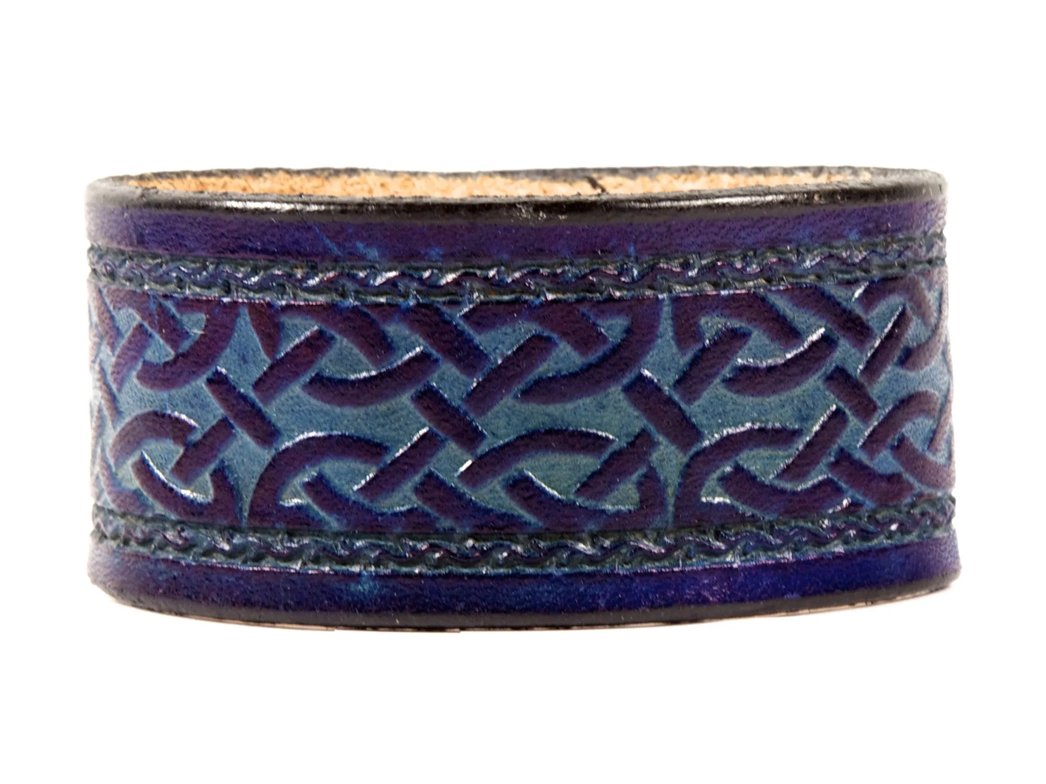 Framed Celtic Interlace Leather Wristband