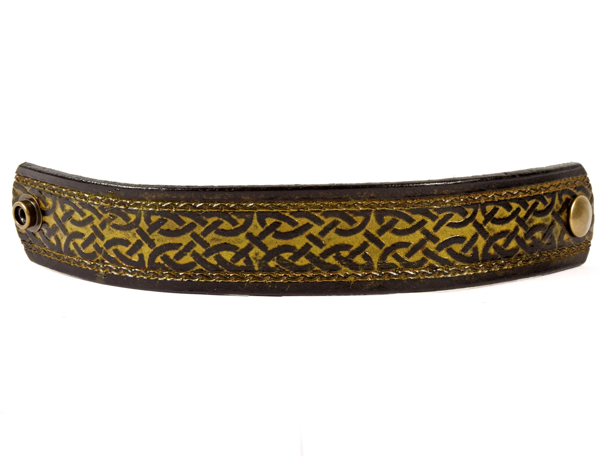 Framed Celtic Interlace Leather Wristband
