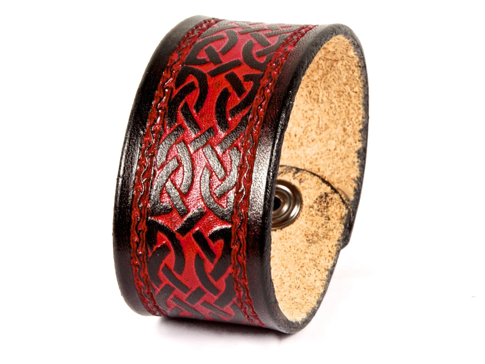 Framed Celtic Interlace Leather Wristband