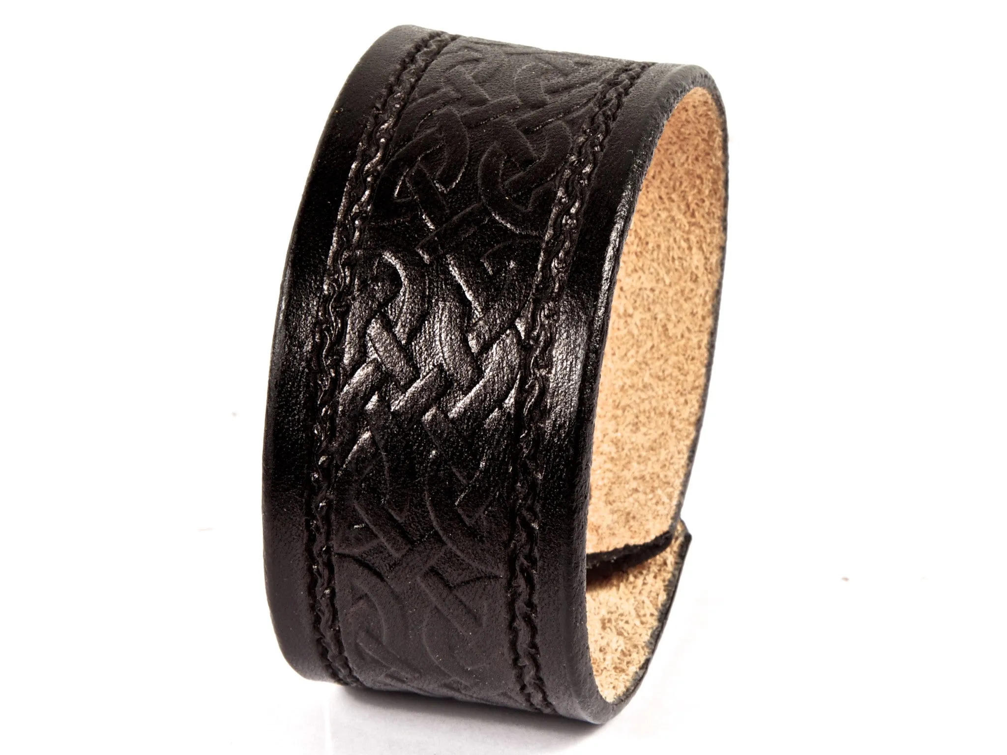 Framed Celtic Interlace Leather Wristband