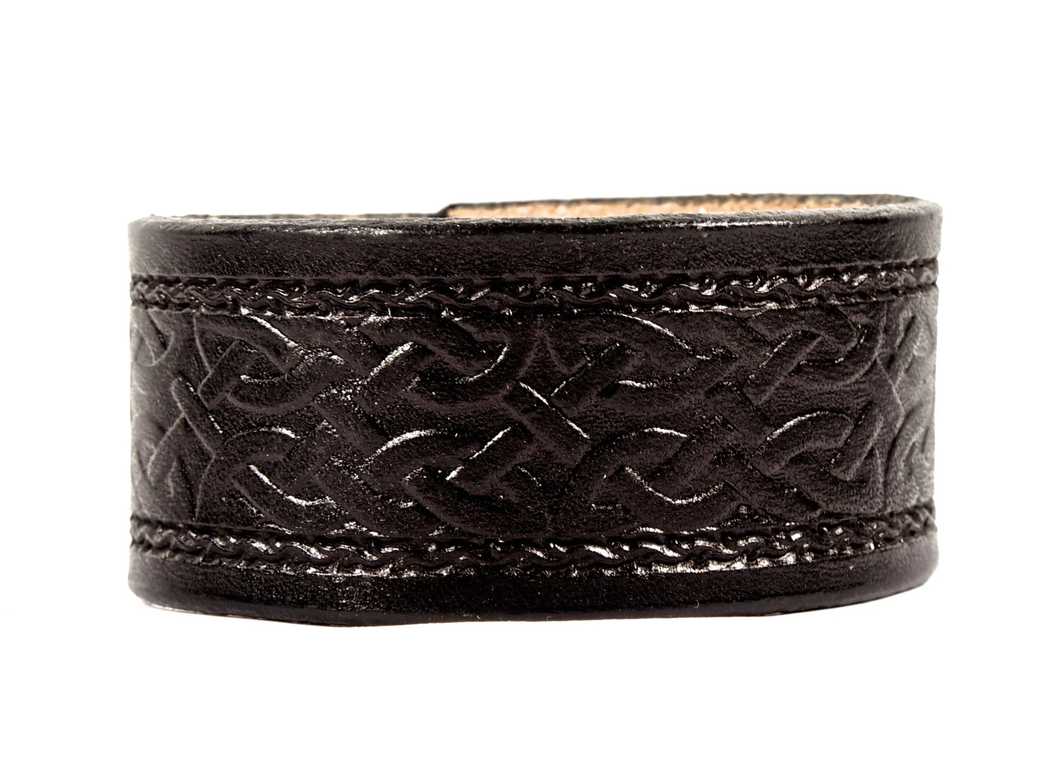 Framed Celtic Interlace Leather Wristband