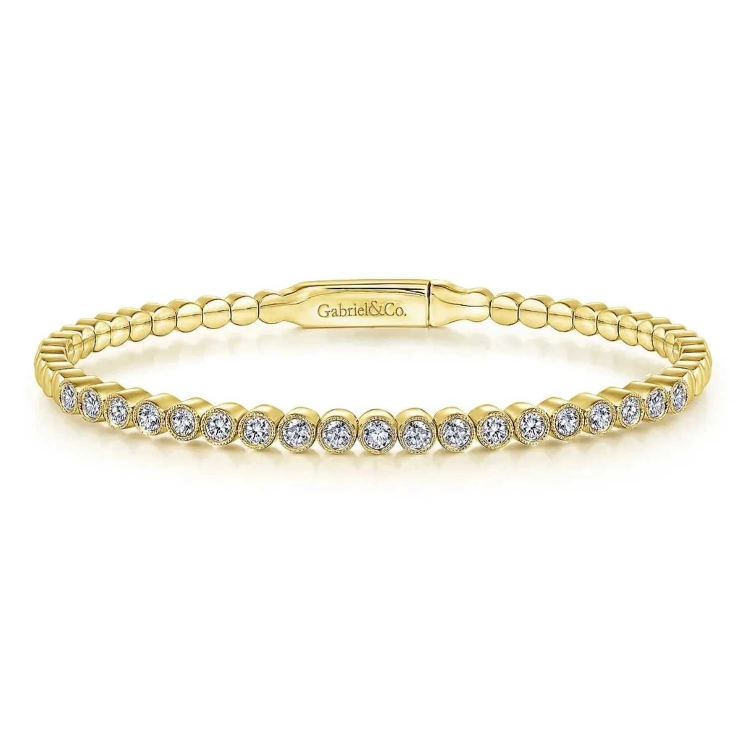 Gabriel & Co. Round Cut Bezel Set Diamond Bangle