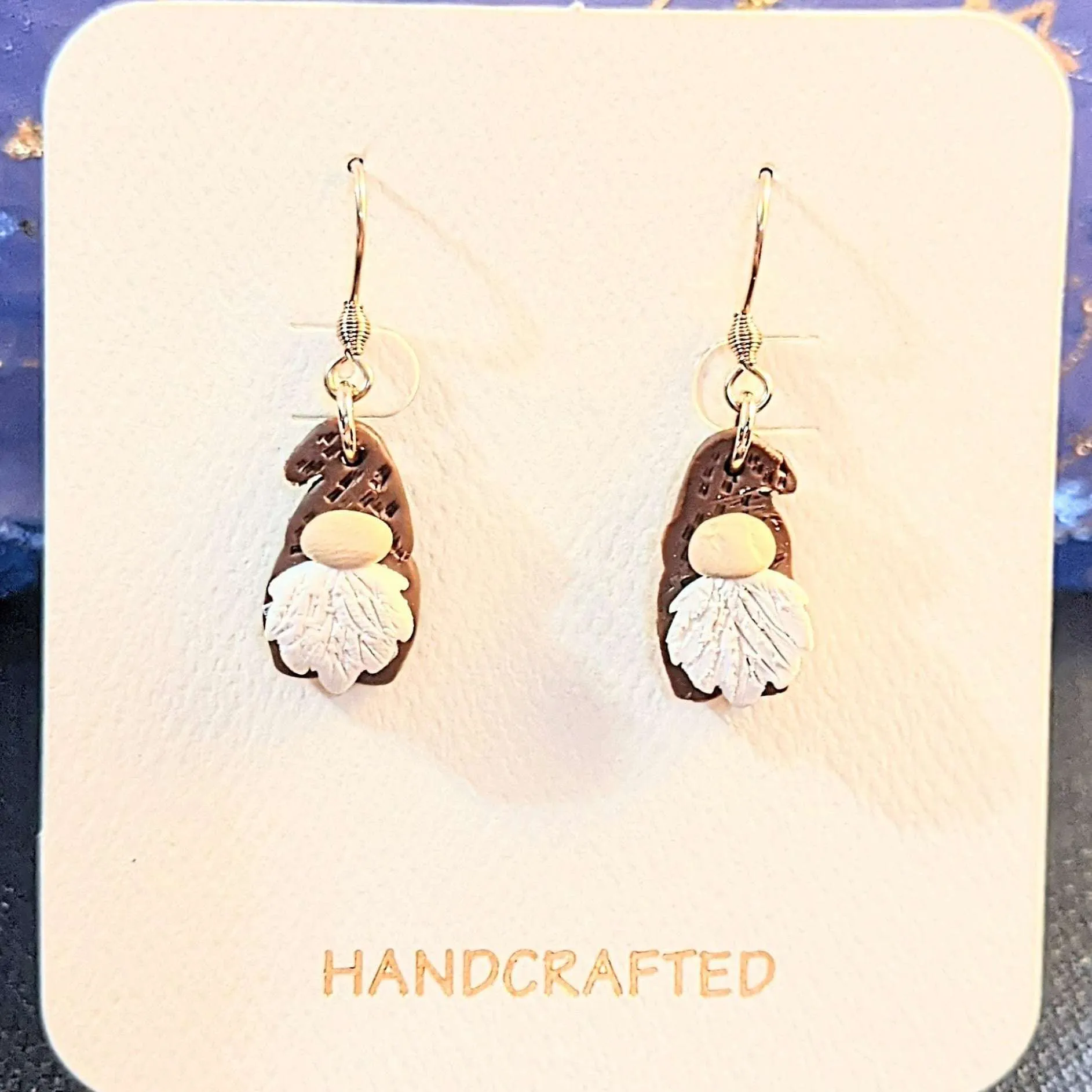 Gnome Clay hook earrings- Rose Gold