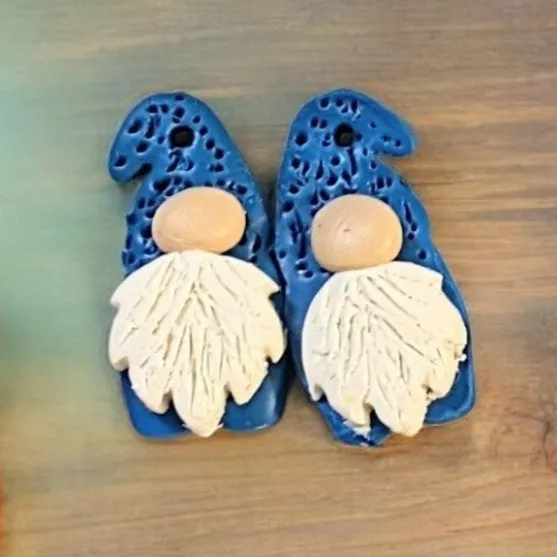 Gnome Clay hook earrings- Rose Gold
