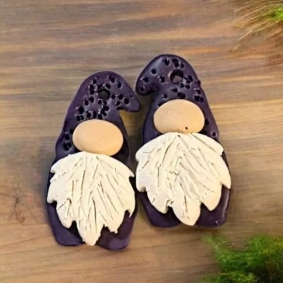 Gnome Clay hook earrings- Rose Gold
