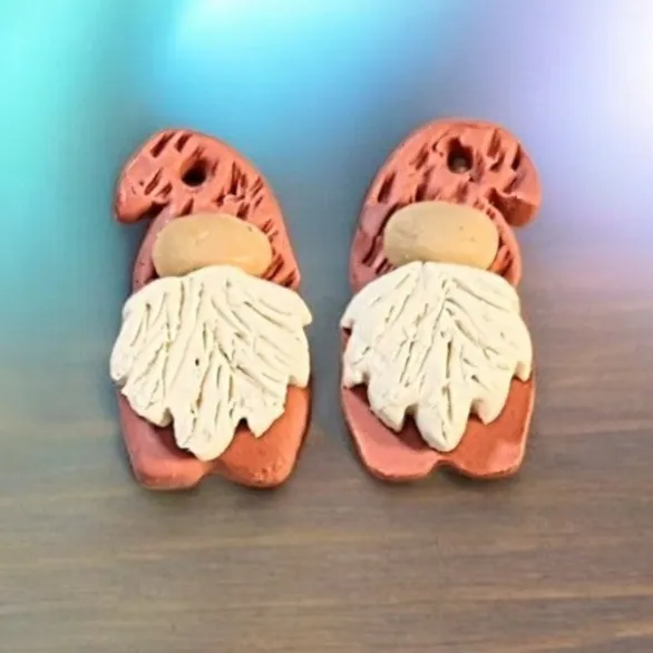 Gnome Clay hook earrings- Rose Gold