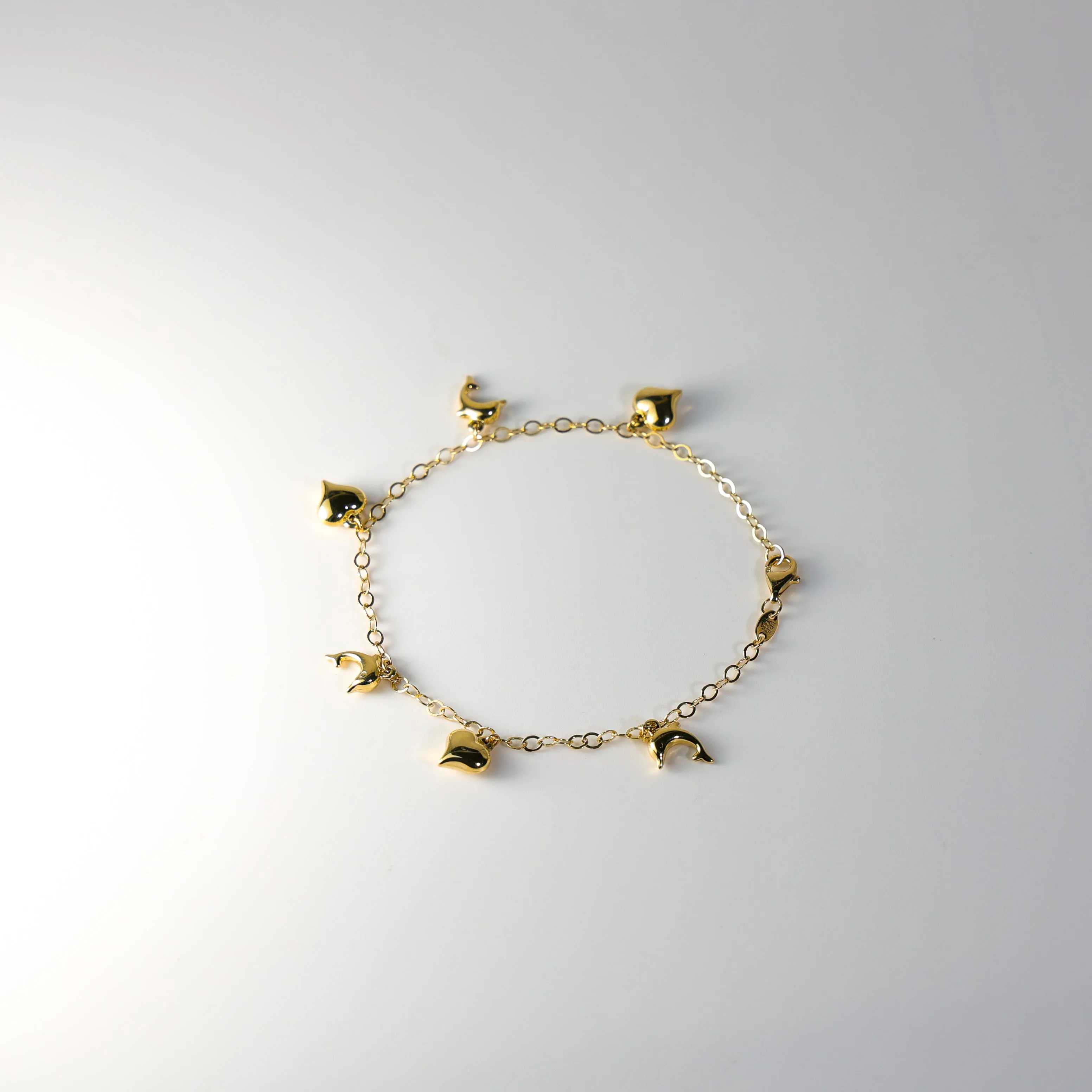 Gold Dolphin And Heart Bracelet Model-AB771