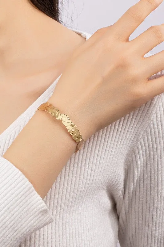 Hammered Cuff Bracelet - Gold
