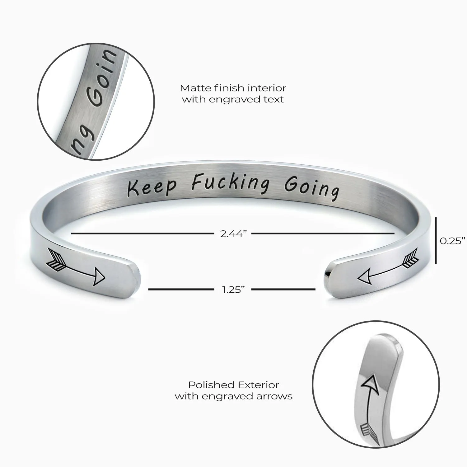 Keep Fucking Going Personalizable Cuff Bracelet