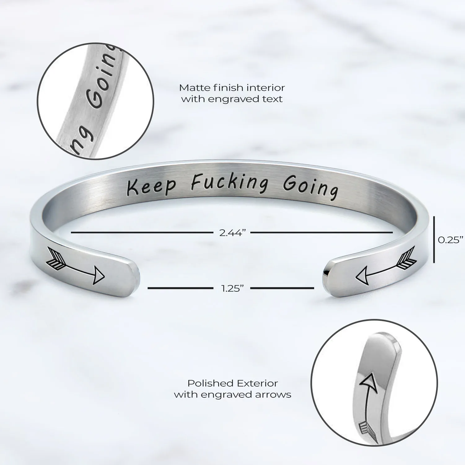 Keep Fucking Going Personalizable Cuff Bracelet