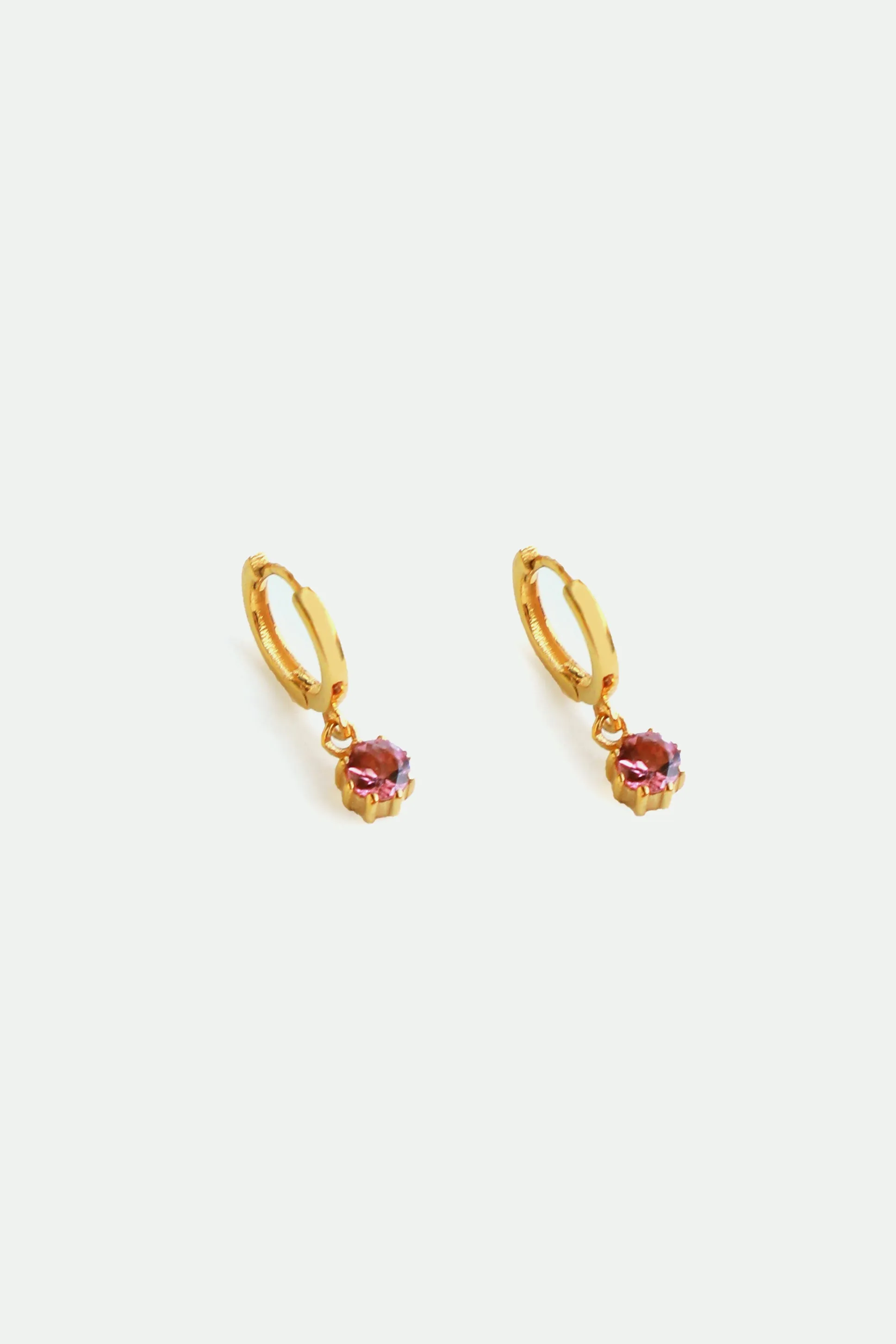 Kids Pink Tourmaline Hoop Earrings