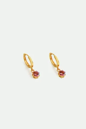Kids Pink Tourmaline Hoop Earrings