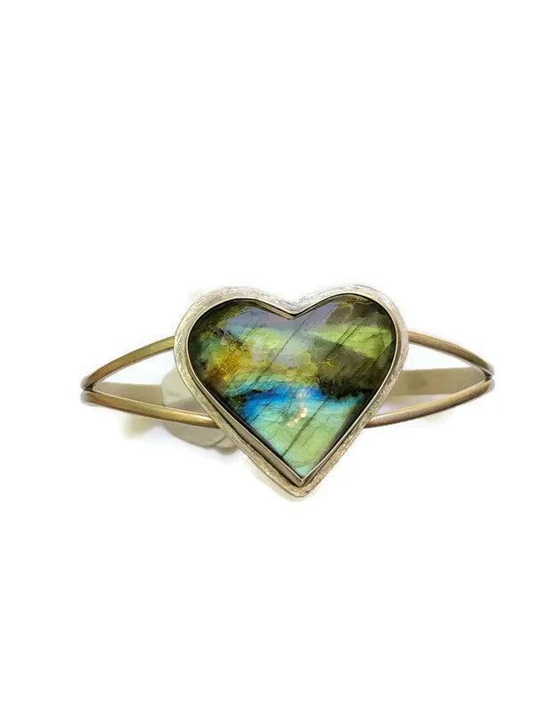 Labradorite Heart Cuff Bracelet