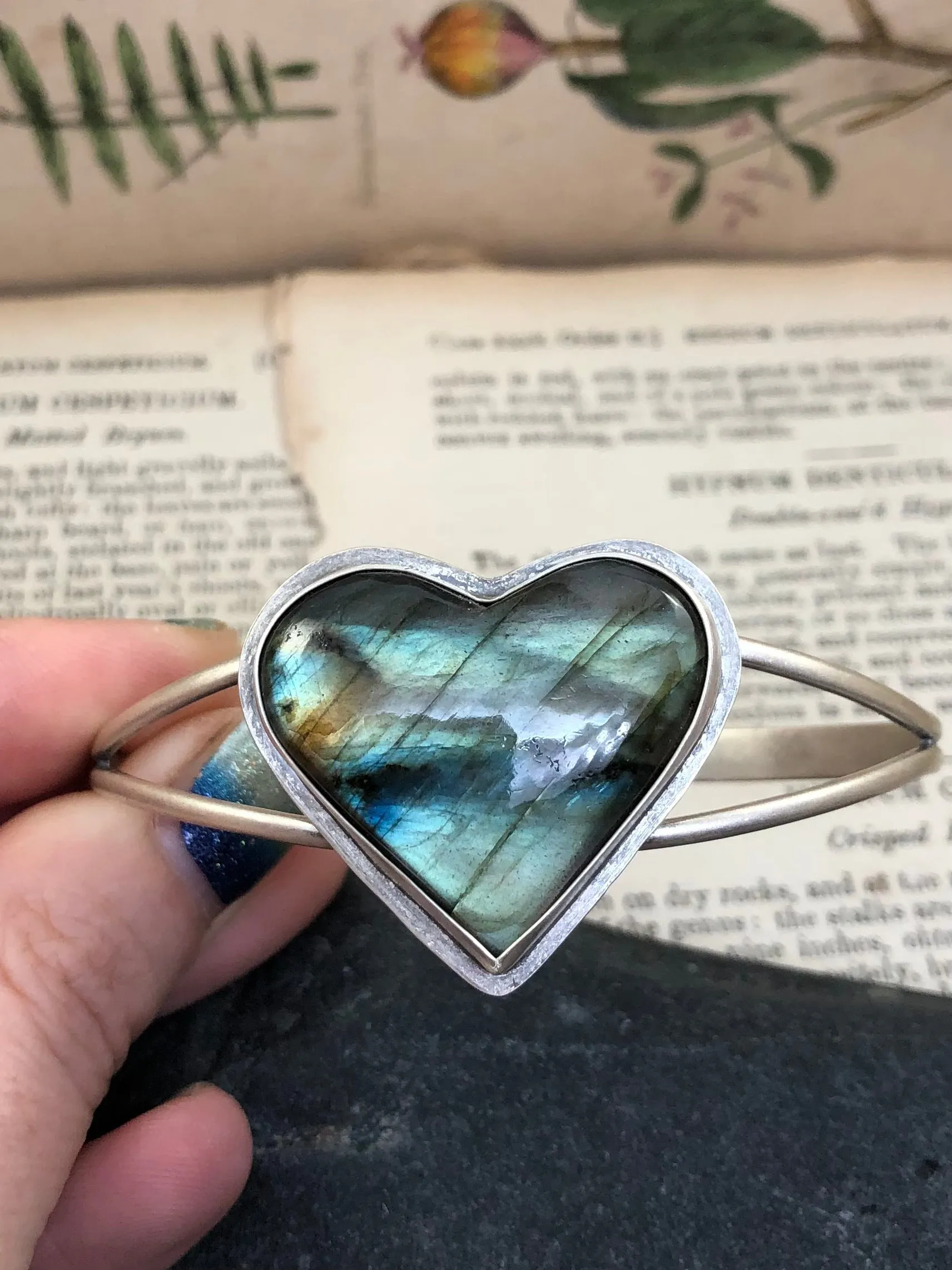 Labradorite Heart Cuff Bracelet