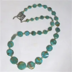 Long Classic Coin Turquoise Necklace