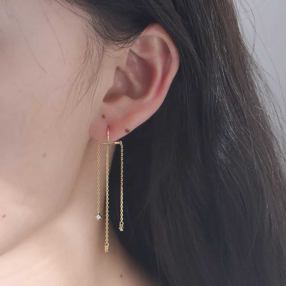 Long Tassel Silver Drop Earrings for Women