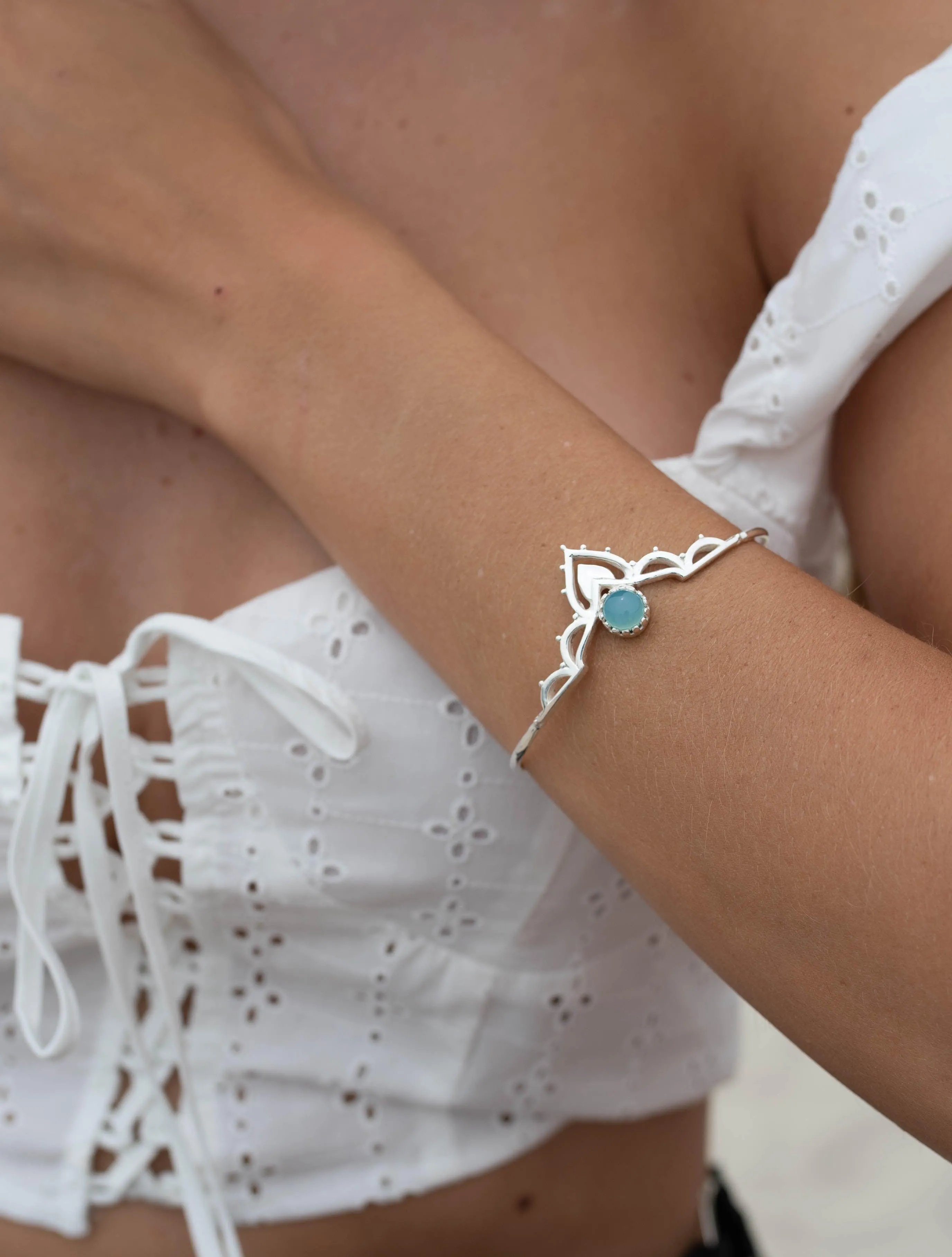 Mandala Moonstone, Aqua Chalcedony, Labradorite and Rose quartz Adjustable Bracelet ~ Sterling Silver 925 ~MB034B