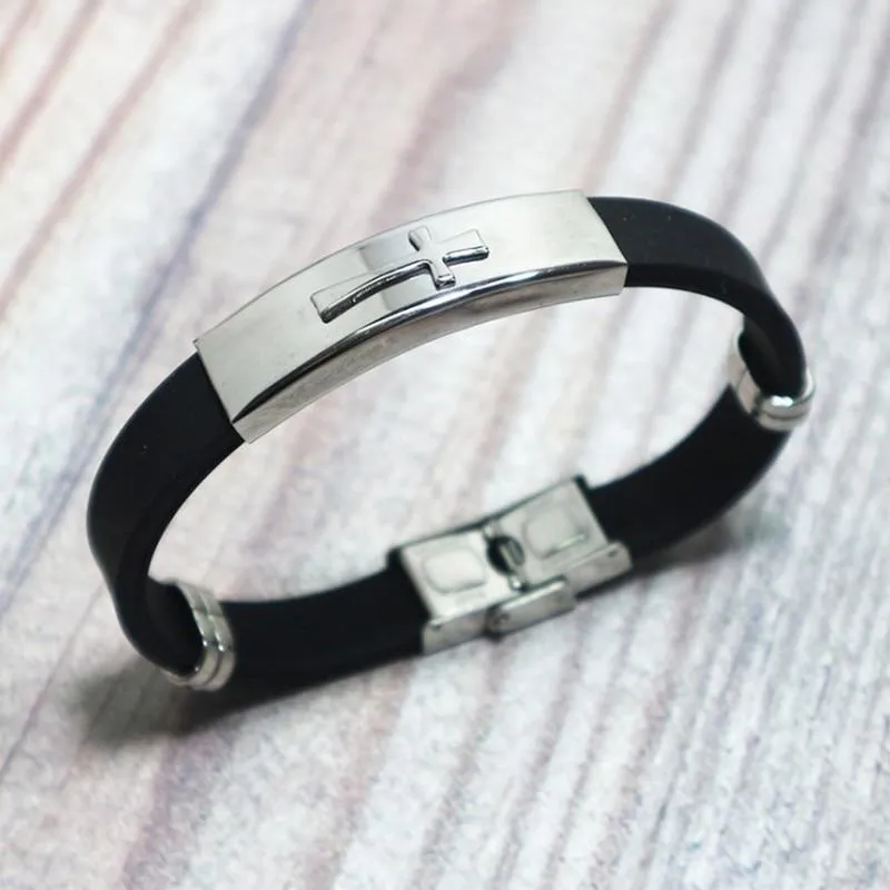 Men's Cross Bracelet <br> Silicone Band
