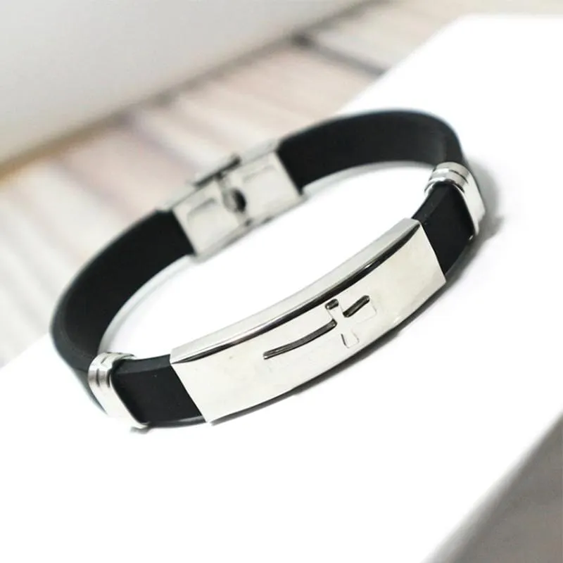 Men's Cross Bracelet <br> Silicone Band