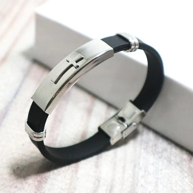 Men's Cross Bracelet <br> Silicone Band