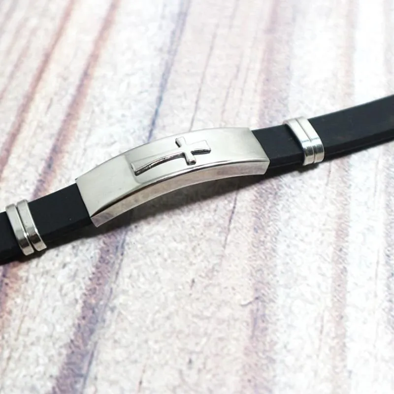 Men's Cross Bracelet <br> Silicone Band