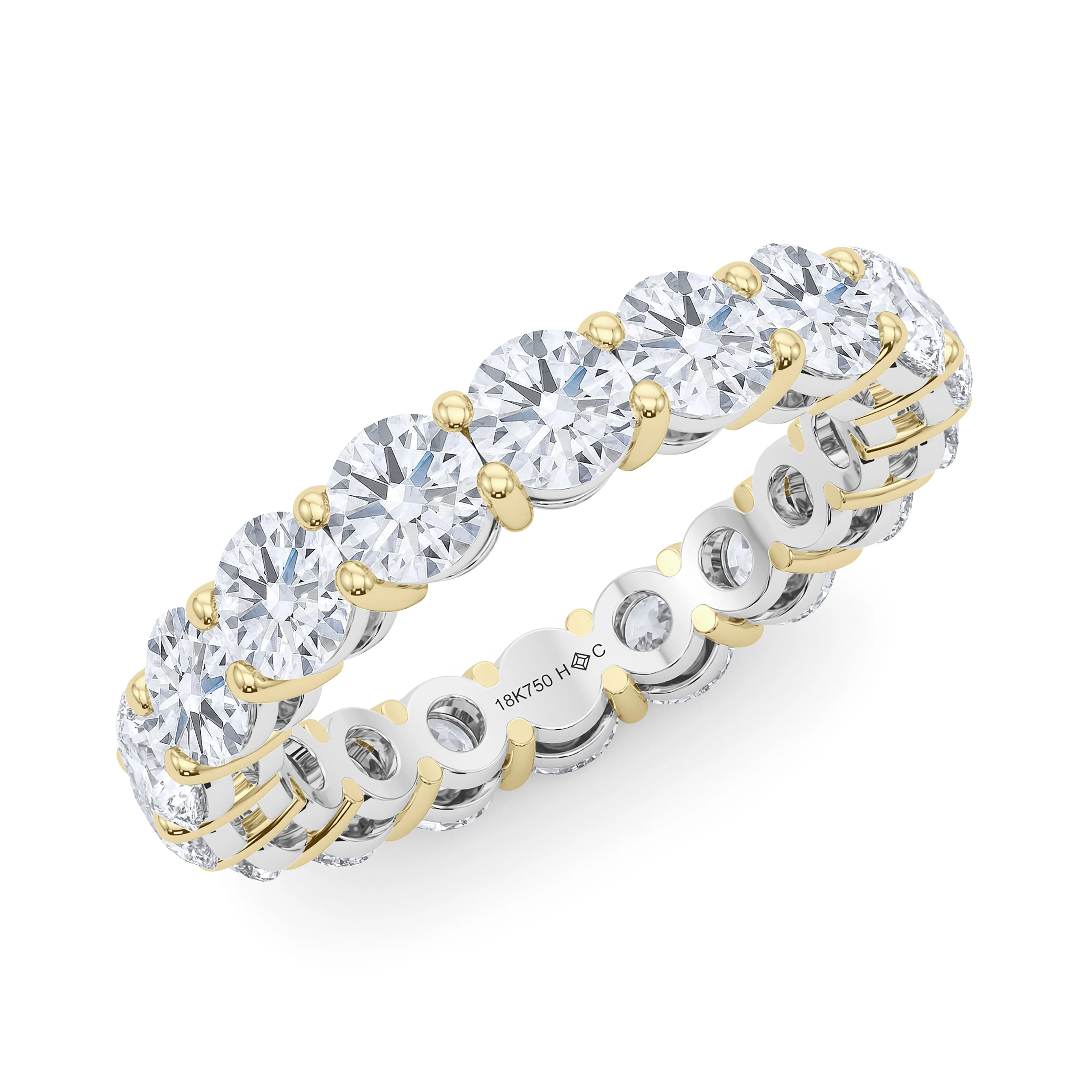 Mixed Metal Round Cut Eternity Band