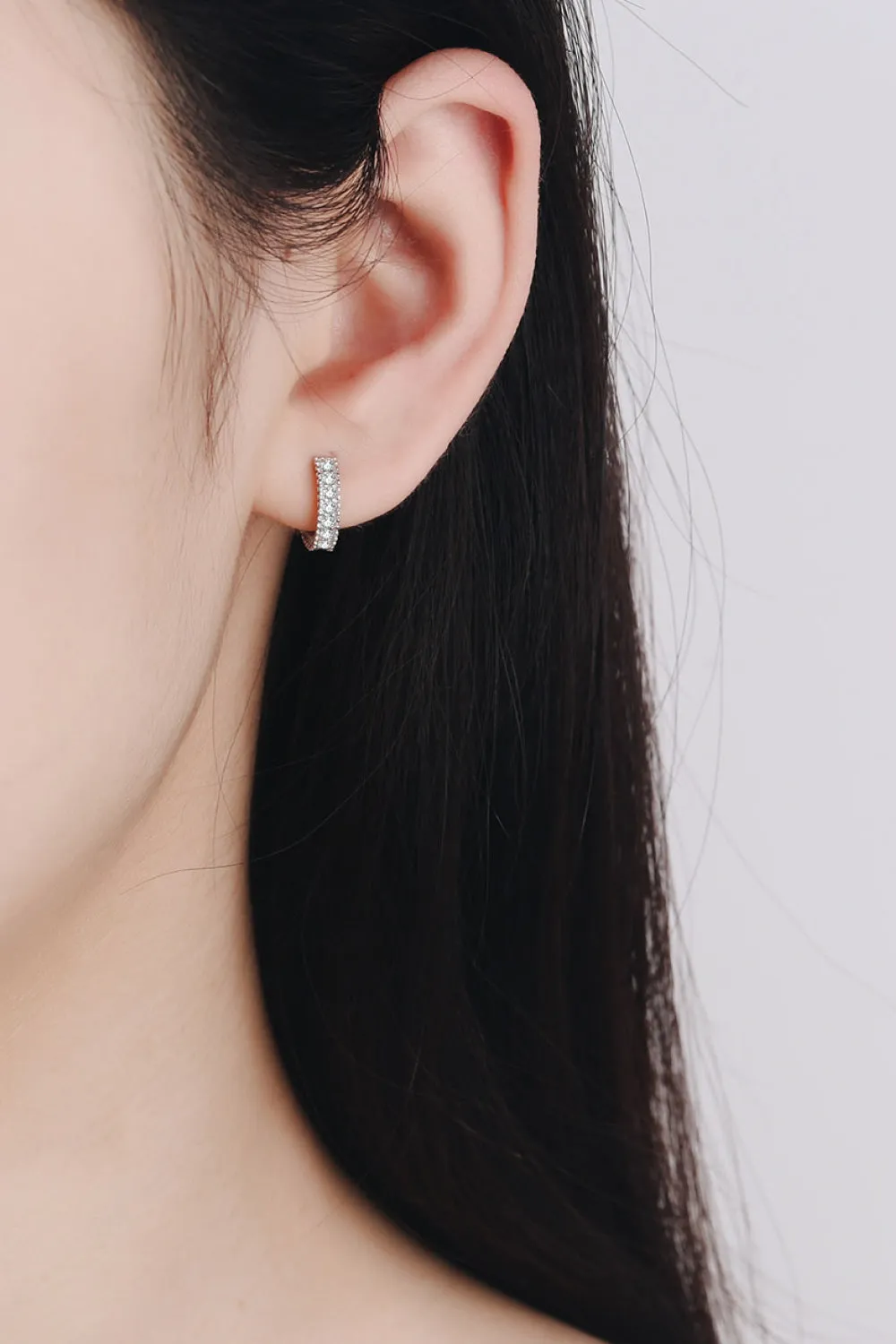 My Anchor 925 Sterling Silver Inlaid Moissanite Huggie Earrings