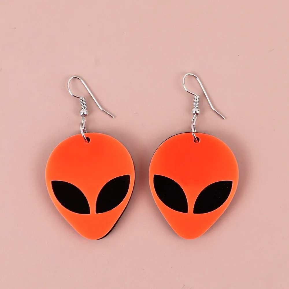 Neon Alien Spaceship Earrings