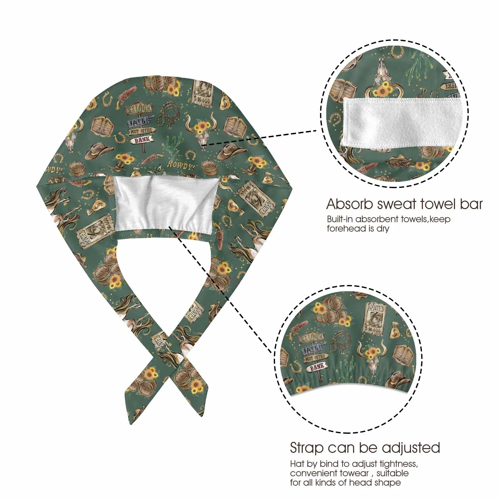 Nurse Scrub Cap Green Western  Scrub Cap