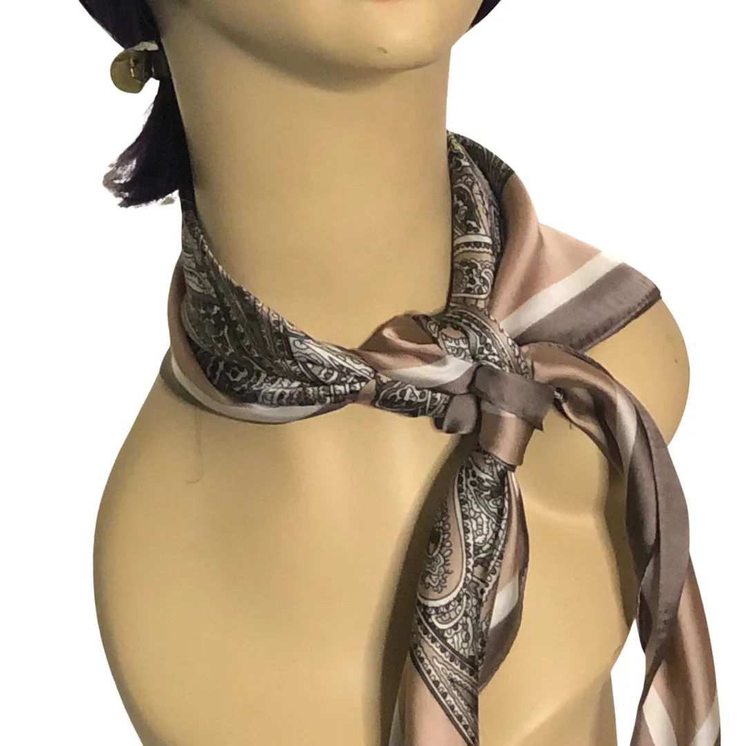 Paisley Necktie Poly Silk Scarf - Carnation Pink