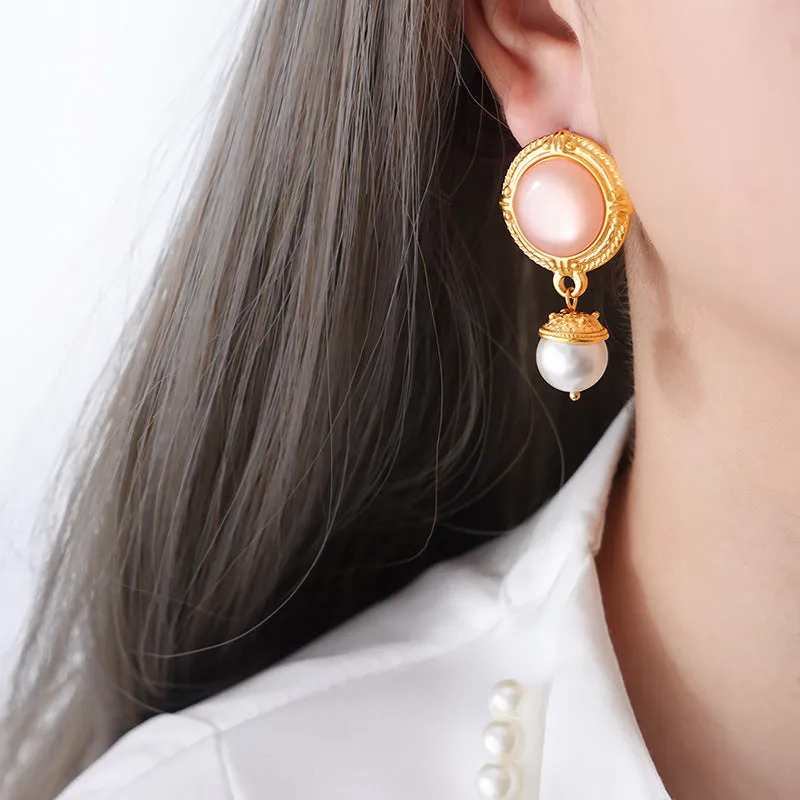 Pearl Drop Moon Earrings Series