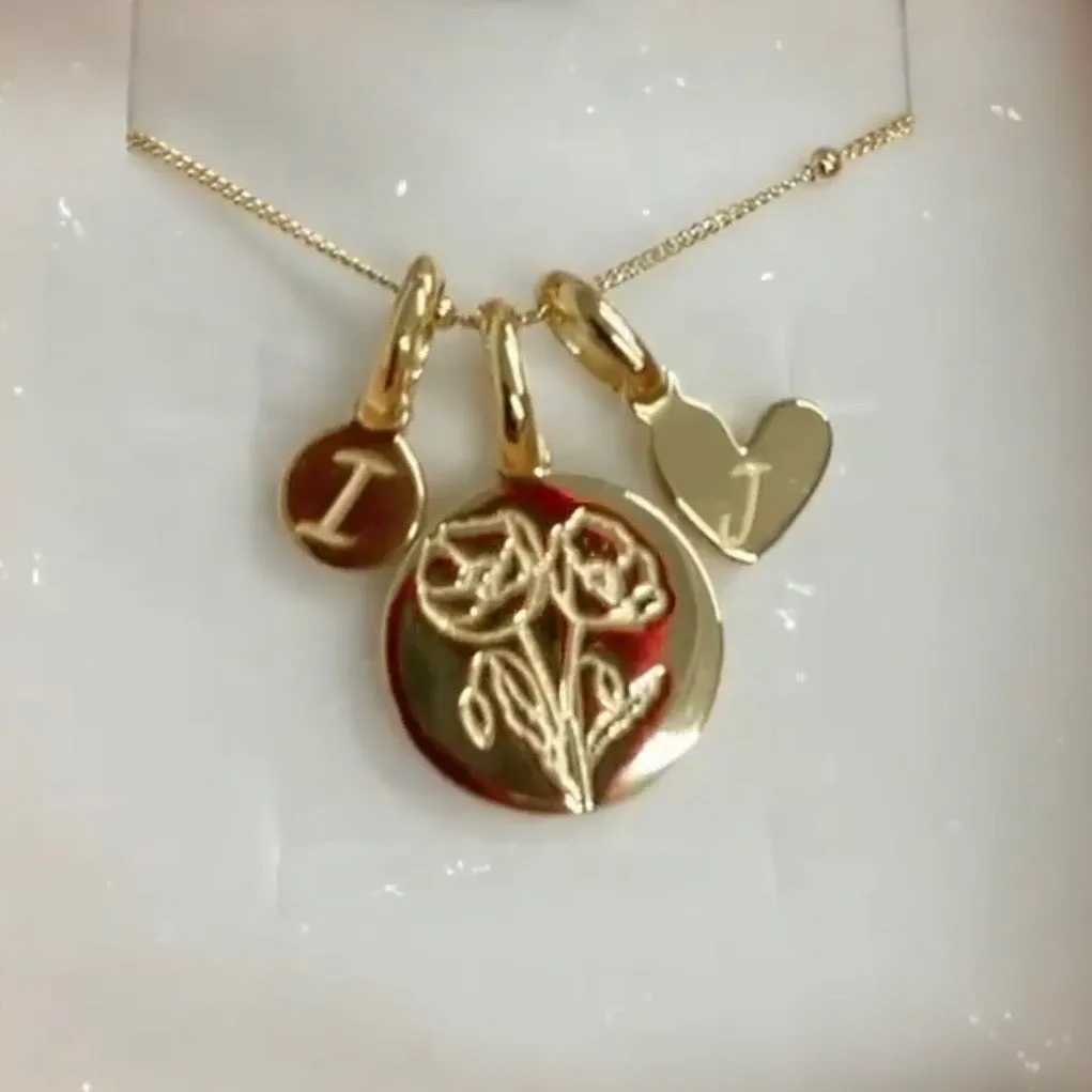 Poppy Necklace With Initial - August Flower