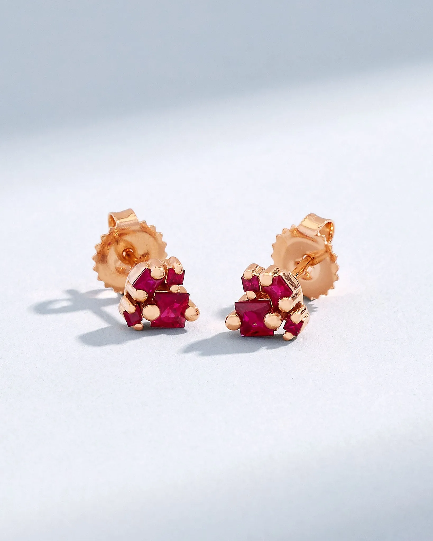 Princess Cluster Ruby Studs