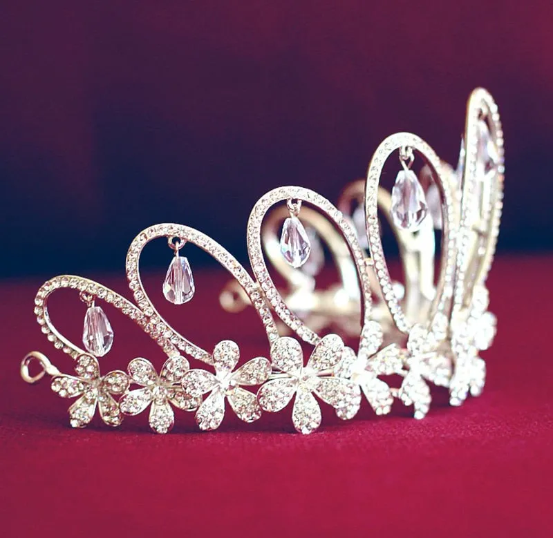 Princess Droplet Silver Floral Tiara