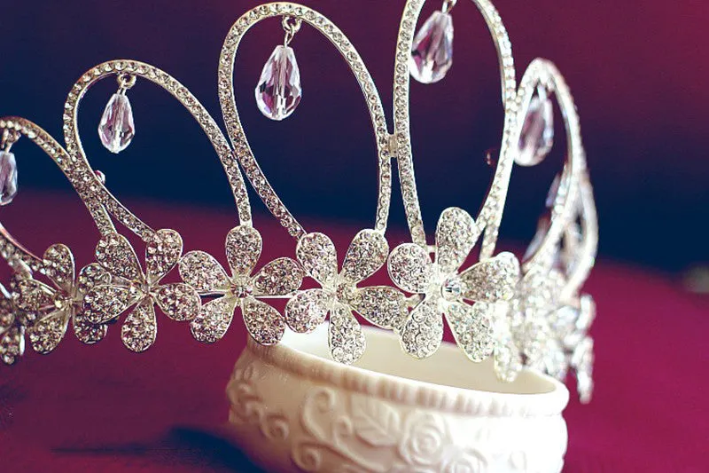Princess Droplet Silver Floral Tiara