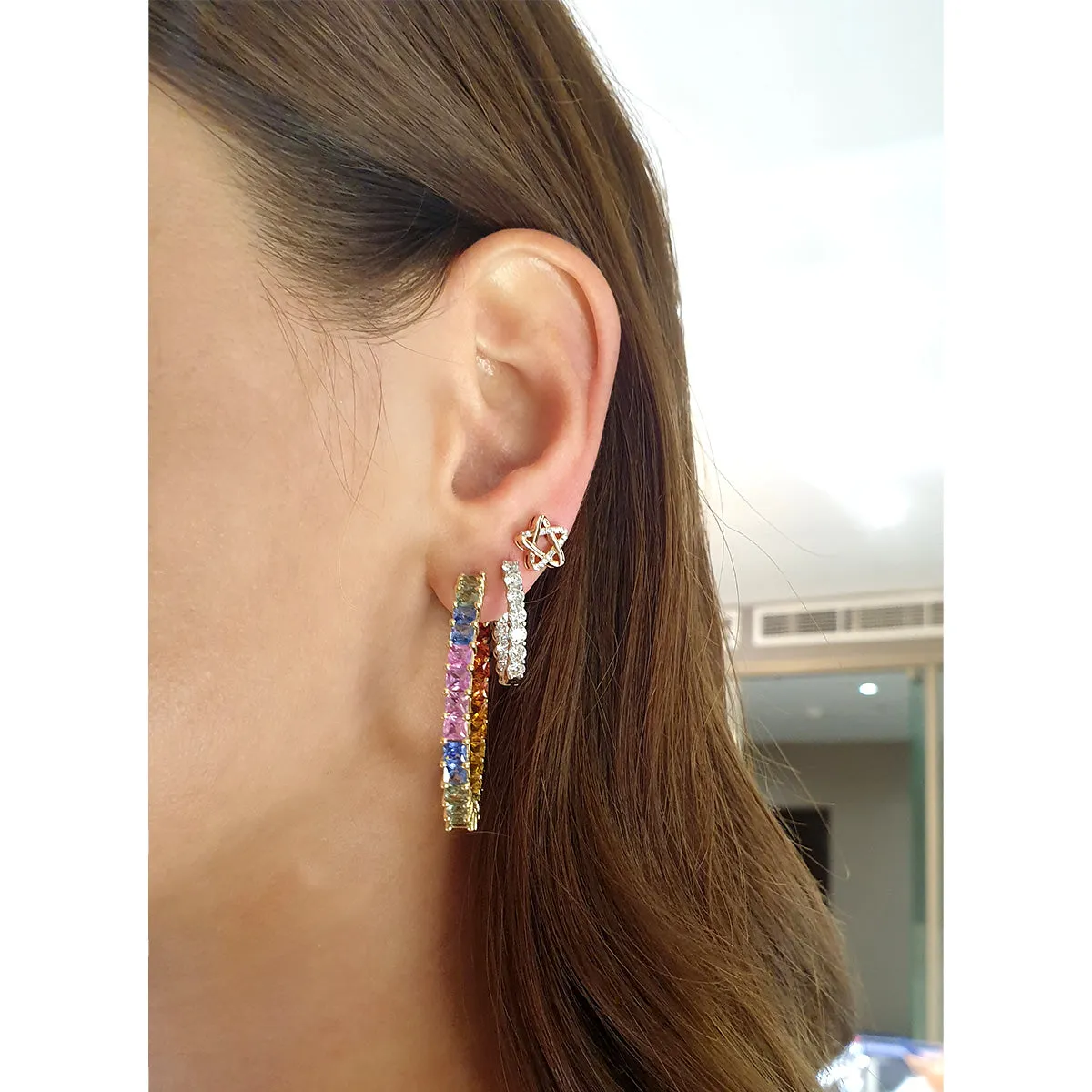 Rainbow Princess Hoop Earrings