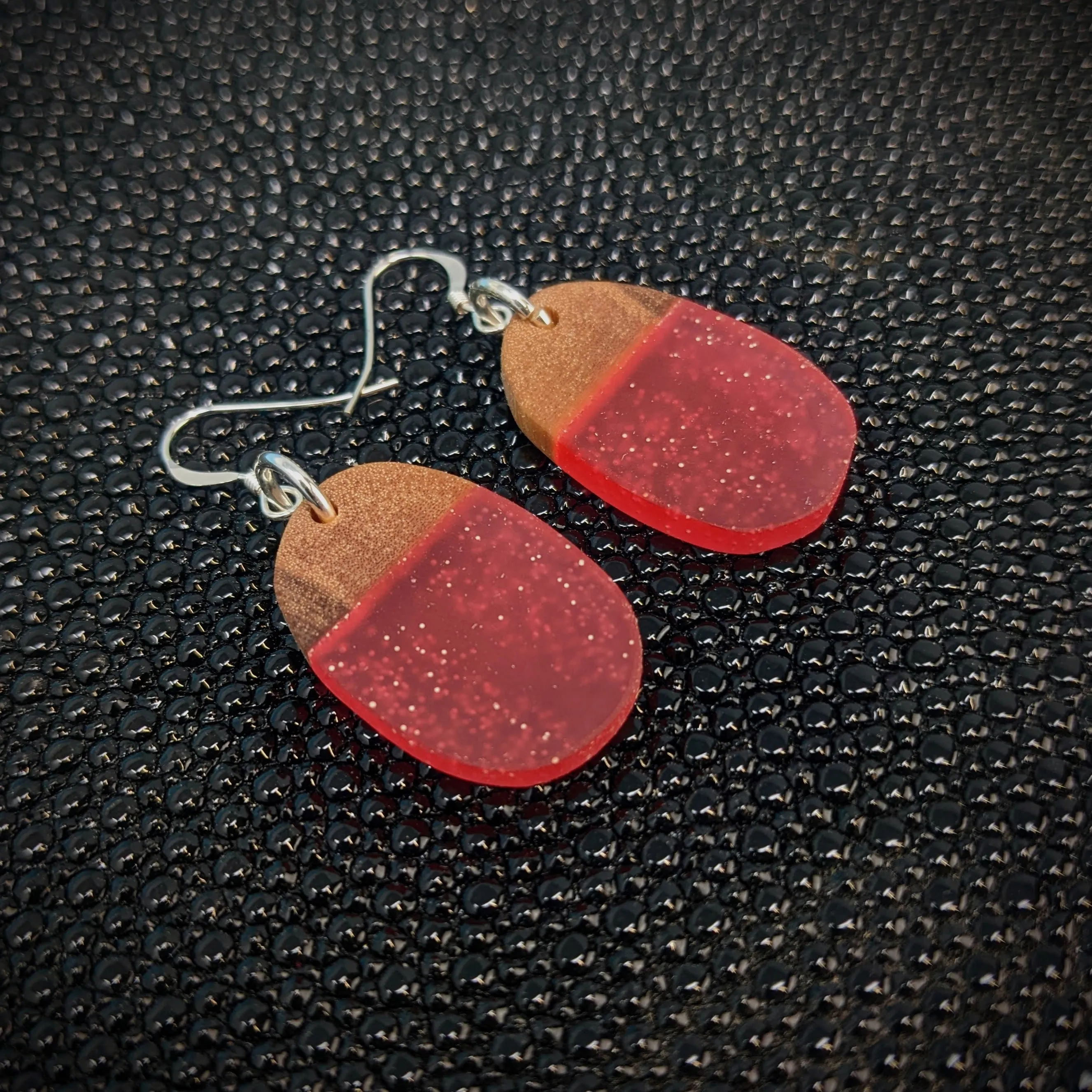 Red Oval Dangle Earrings