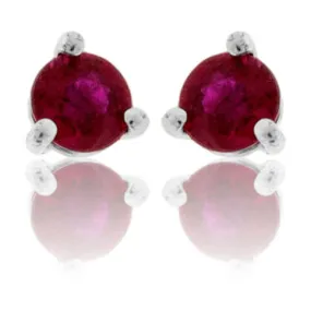 Round Ruby Stud Earrings