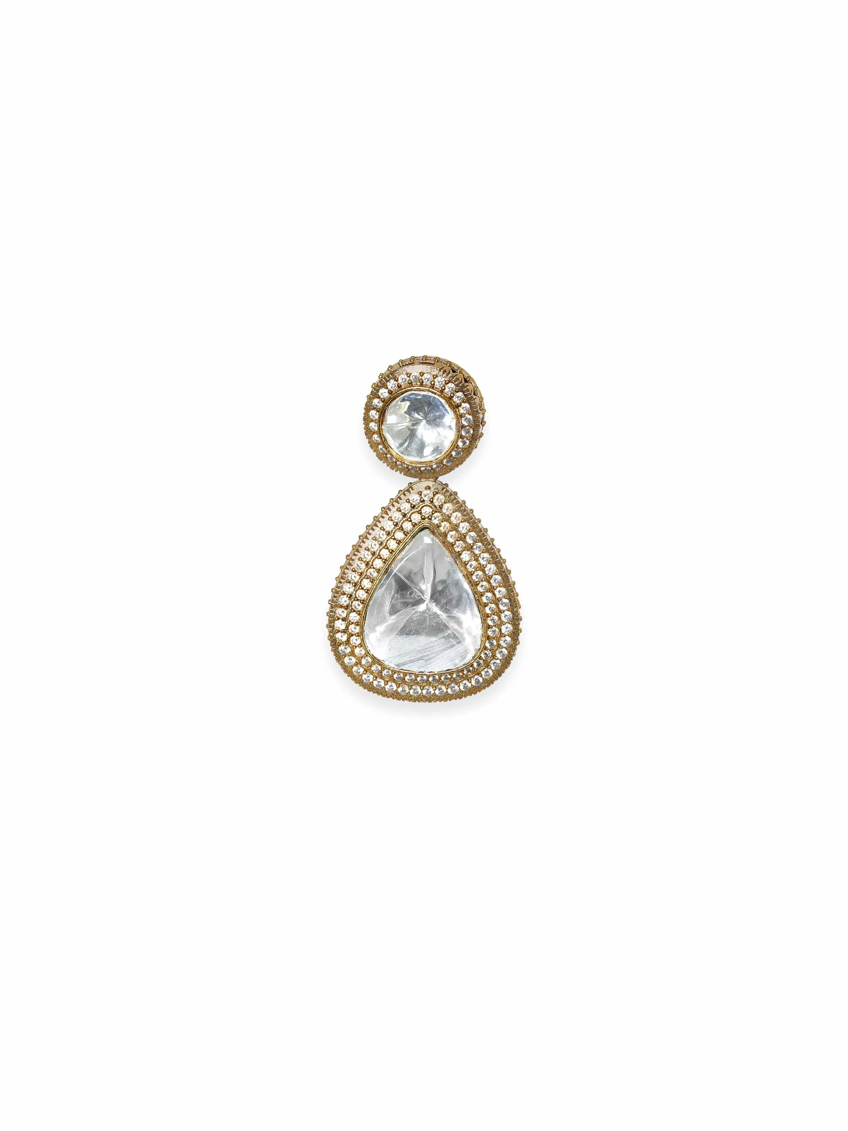 Rubans Elegant Gold Tone AD Drop Earrings