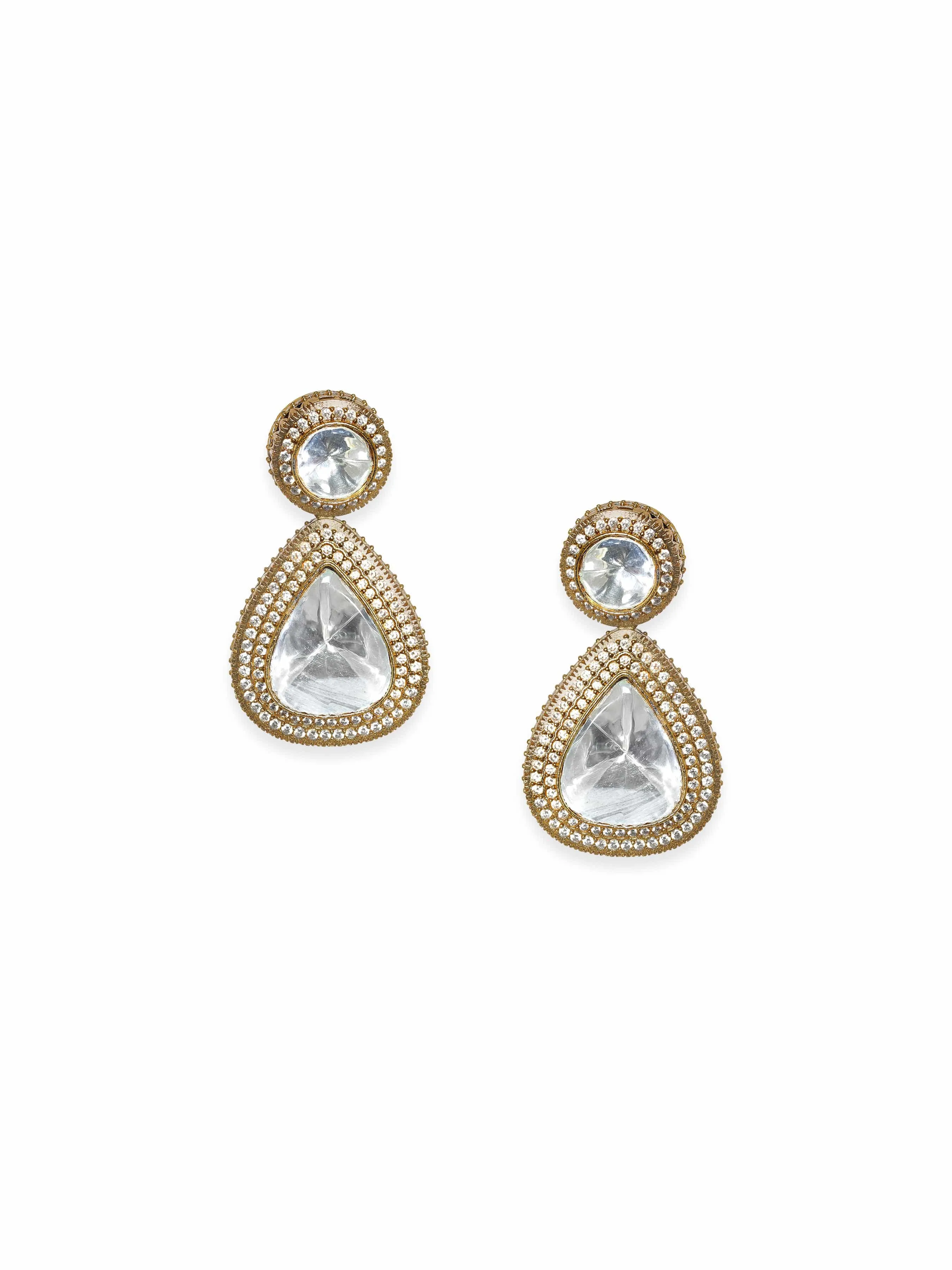 Rubans Elegant Gold Tone AD Drop Earrings