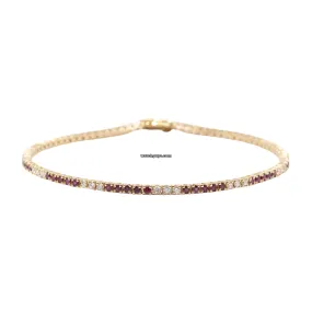 Ruby and Diamond Tennis Bracelet 1.65 Carat TW 14k Yellow Gold